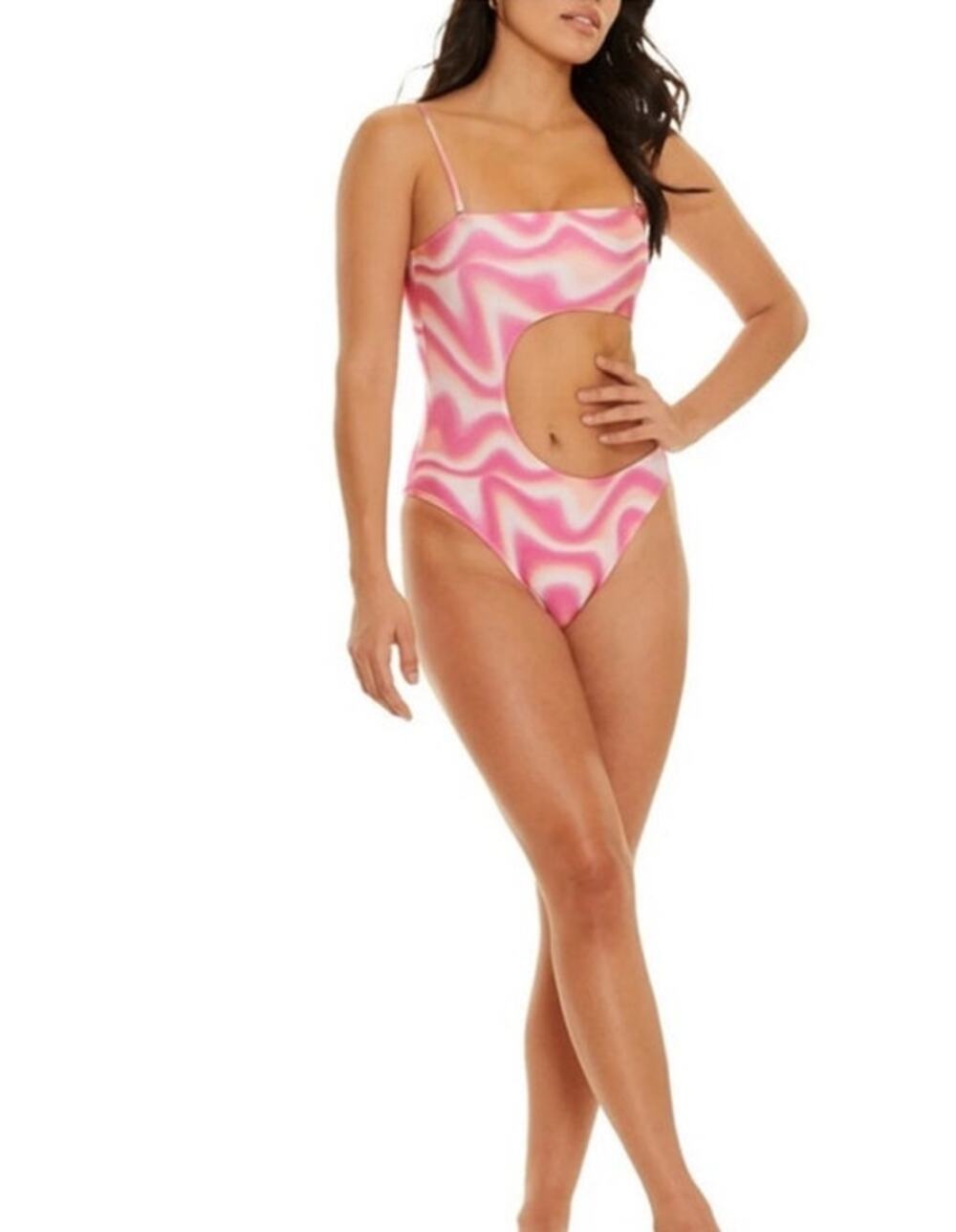 JMP the Label Pink Swirl Cutout One-Piece Swimsuit - M